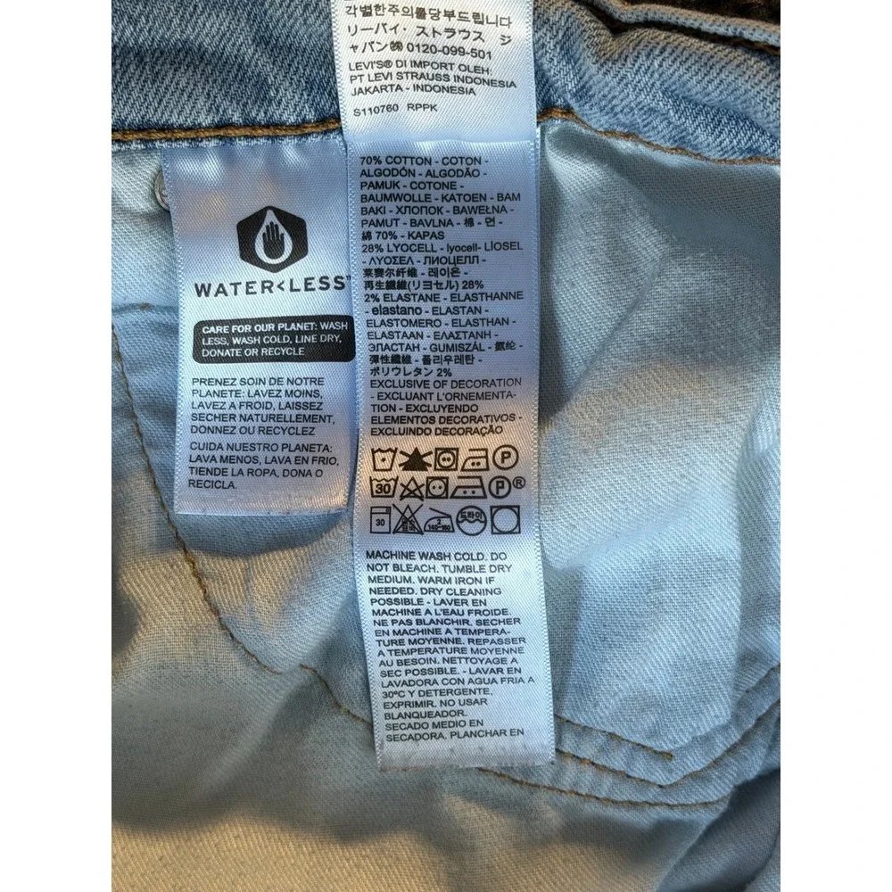 Levis 511 Distressed Light Wash Straight Leg Jeans Mens 36x30 Blue‎ WaterLess